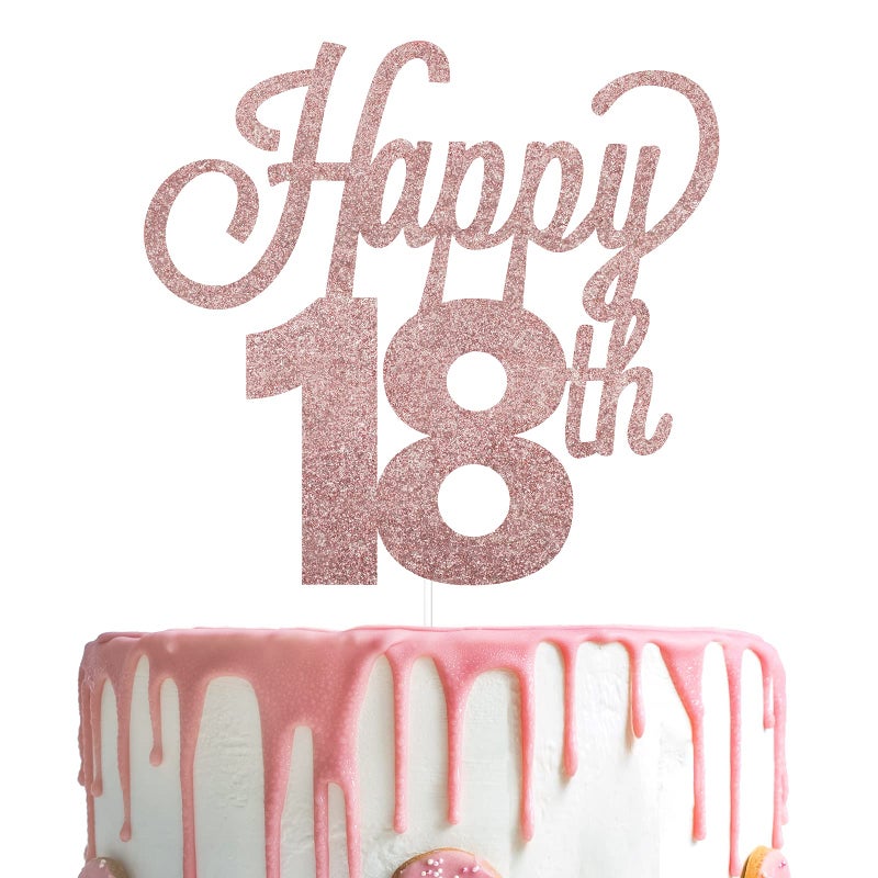 LINGTEER Happy 18th Birthday Cake Topper - Cheers to Eighteen Years Old Birthday Party Cake Centerpieces Decorations Sign. - Image 1